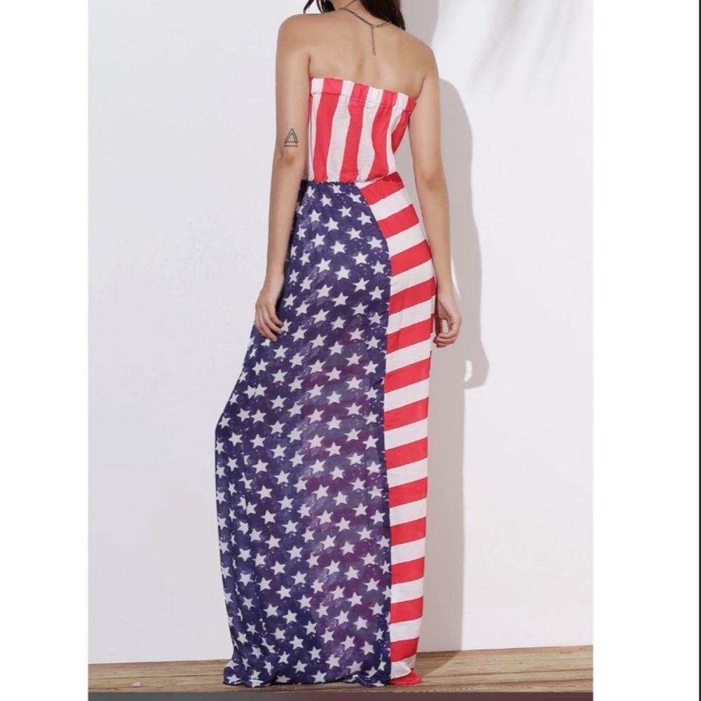 Flag Patriotic Maxi Dress or Maxi Swim Coverup Medium - Picture 2 of 5
